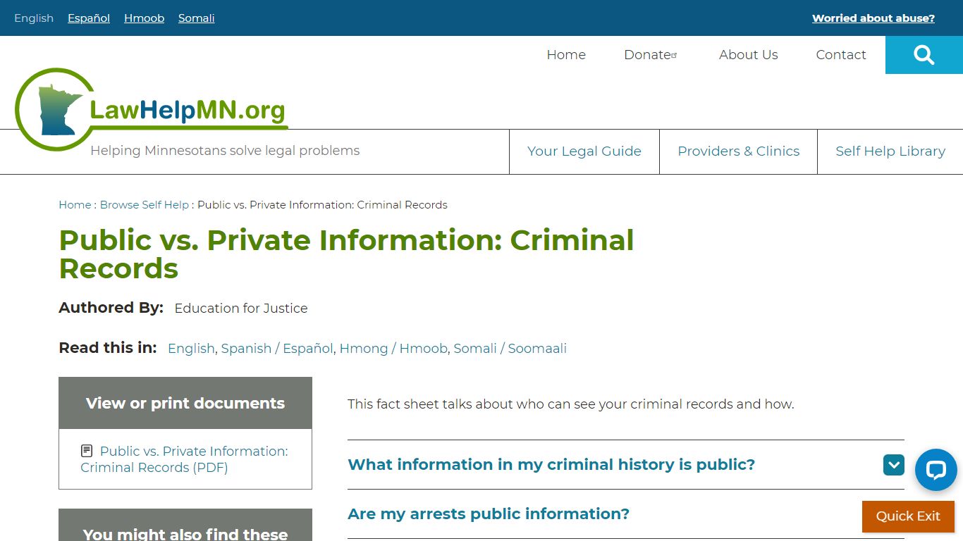 Public vs. Private Information: Criminal Records